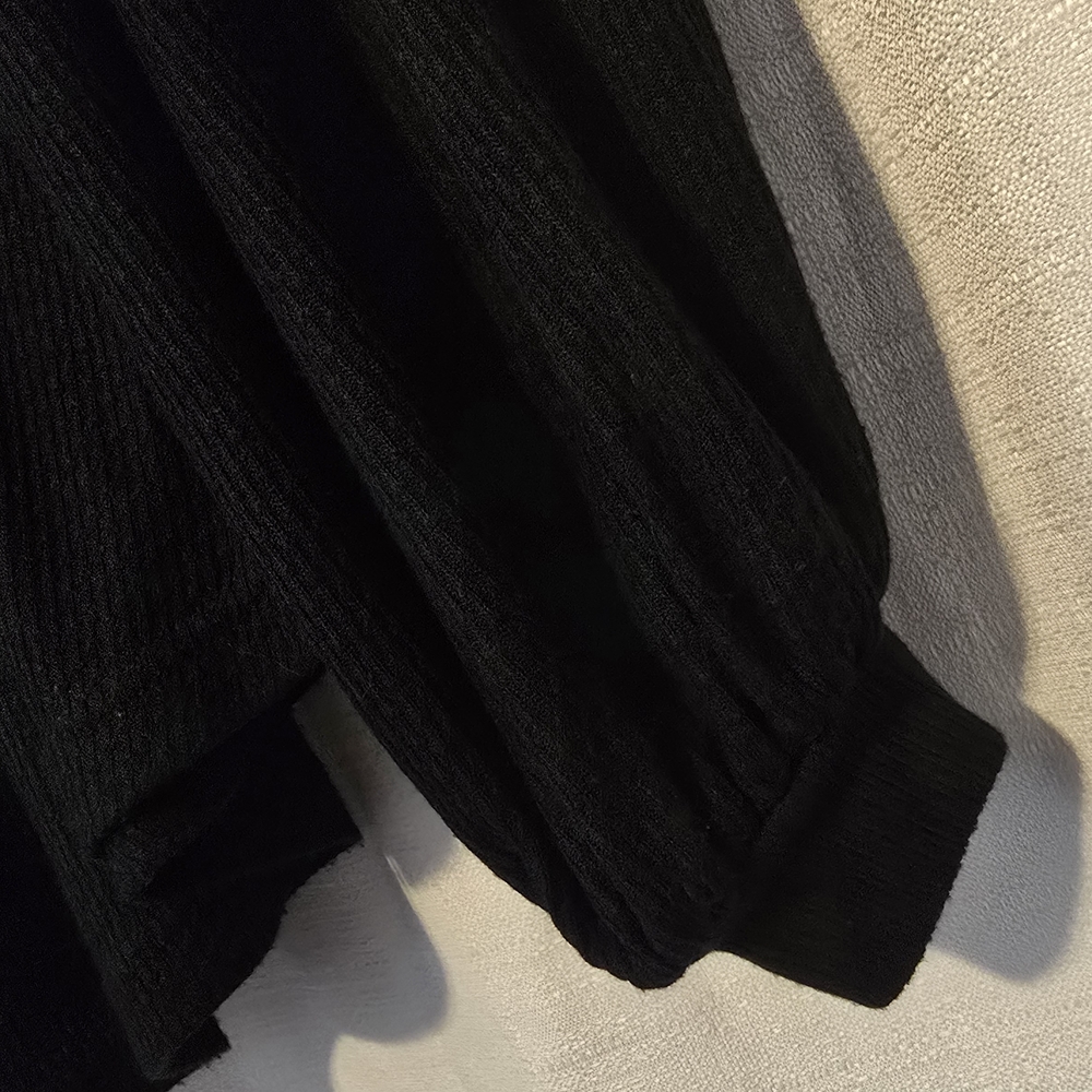 Free People Black Devon Relaxed Long Sleeve Blouse Oversized Boho Hippie Size XS - Picture 9 of 11
